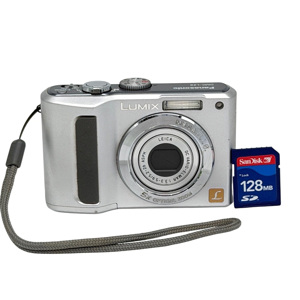 Panasonic Lumix DMC-LZ8 Silver Digital Camera 8.1MP Leica 5x Zoom Cracked Screen